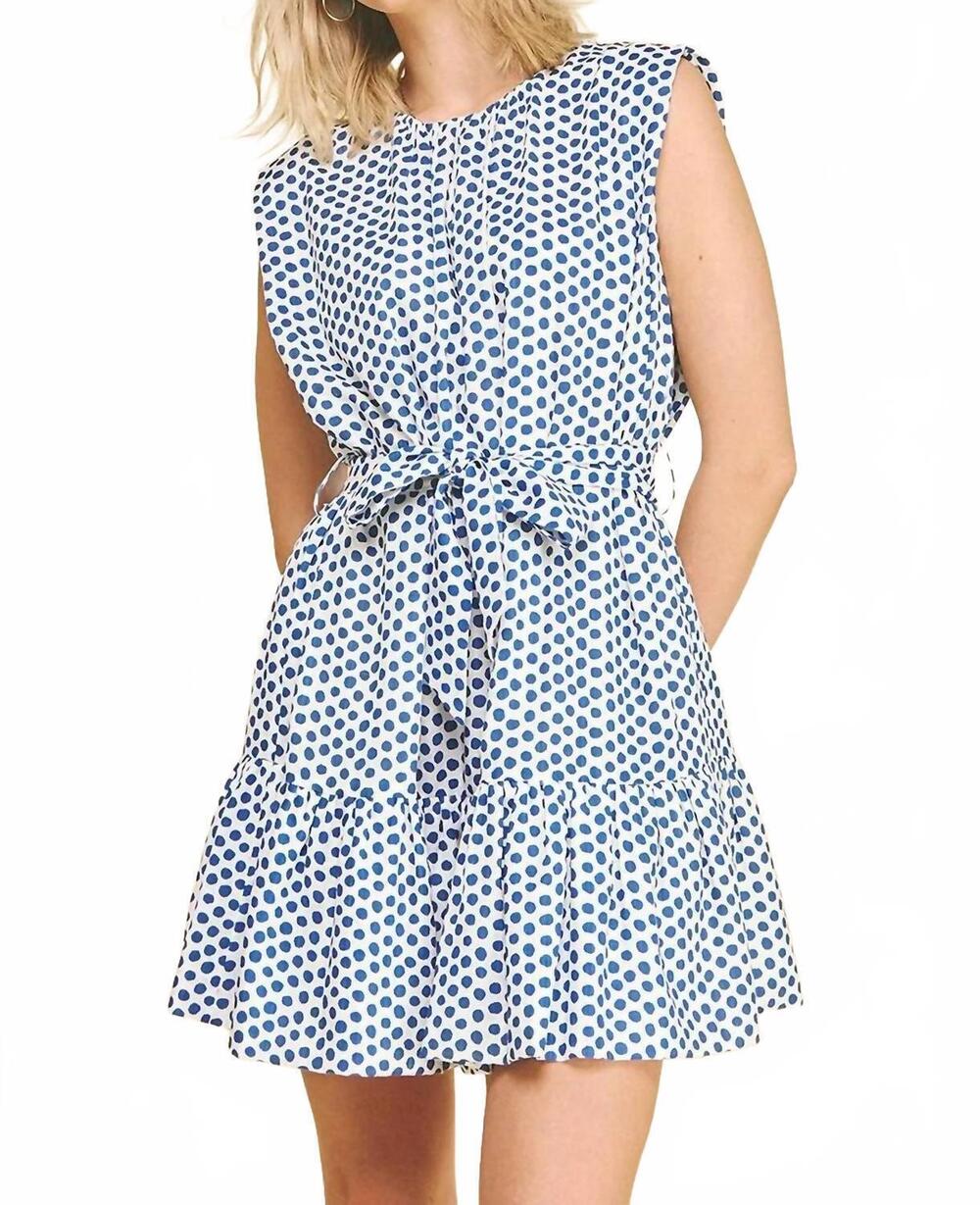 NEW PINCH polka dot tiered mini dress in cobalt blue